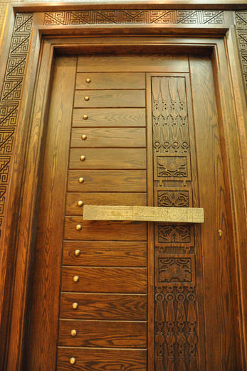 Rilievo wood carving office wall design , custom made door with Rilievo wood carving