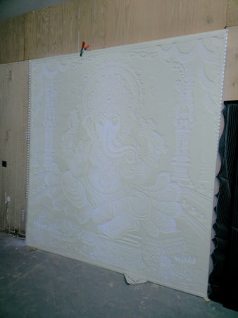 Preparation of base panel for CNC fabrication of Rilievo Ganesha wall sculpture