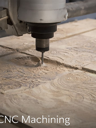 CNC machining process of Rilievo 3D wall panels showing precision carving of architectural surface design