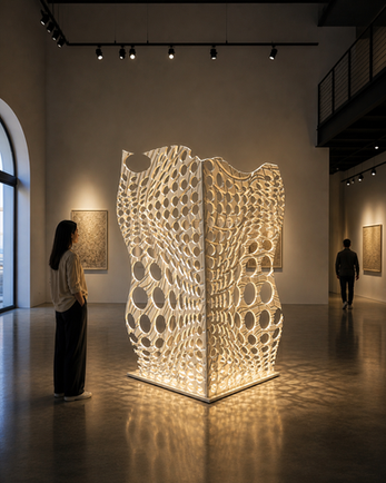 Luminous Void - Rilievo  by Philip Shikhess- Gallery edition Backlit 3D sculptural relief wall in solid surface — custom architectural feature by Rilievo, designed by Philip Shikhess