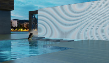 Parametric wall design modern residence Tampa , Rilievo water feature respective  2