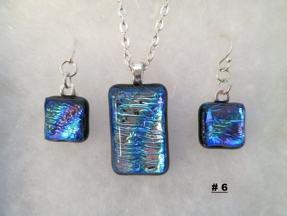 Thumbnail: Dichroic Glass Jewelry Set -Large-