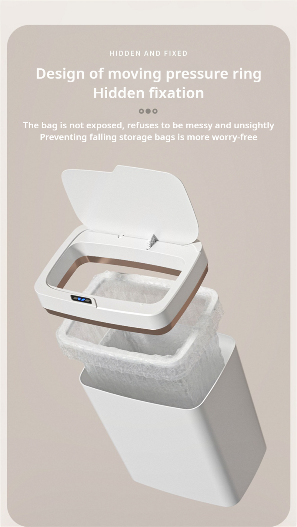 Thumbnail: Smart Bathroom Trash Can Automatic Bagging Electronic Trash Can White Touchless 
