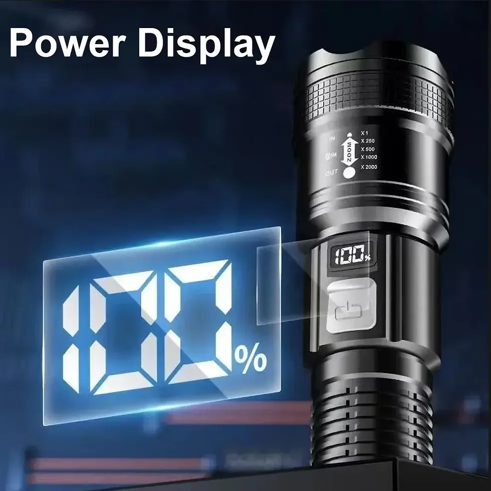 Thumbnail: High Strong Power Led Flashlights 300000LM Tactical Torch with Display Light USB