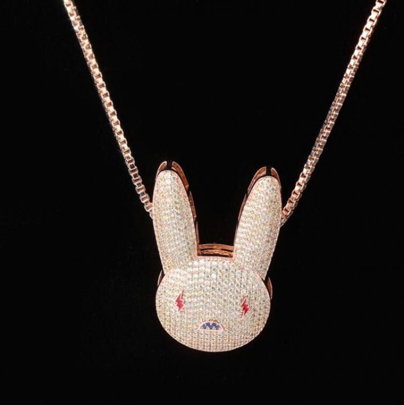 Thumbnail: Hip Hop Fashion Zircon Rabbit Pendant Necklace