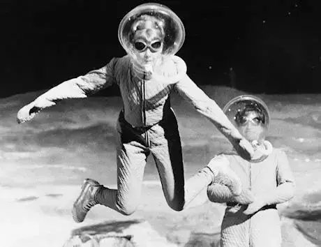 Jumping on the Moon, looks like fun. The time travellers should return at some point. Eventually..