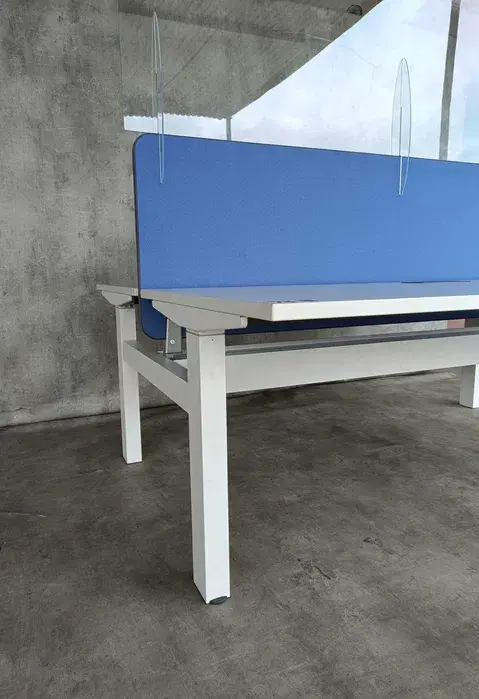 Miniatura: Biurko elektryczne Bench 200 cm biało/niebieskie 2os.
