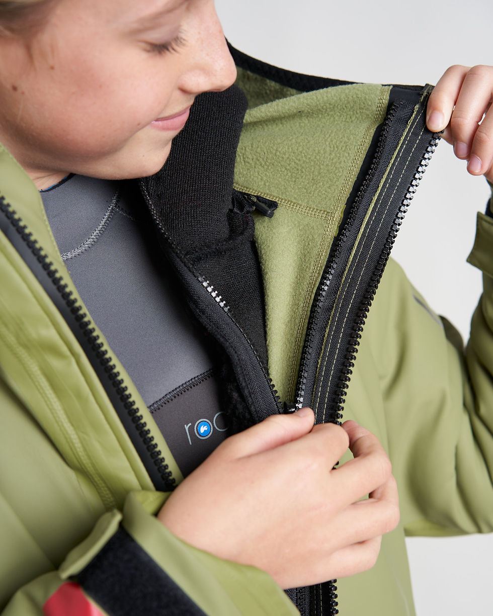 Thumbnail: Rooster Junior Aquafleece Robe - Black / Khaki