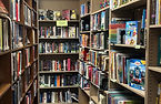 A picture of books on the bookstore shelves