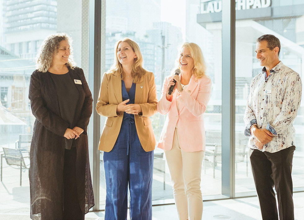 Pictured left to right: Dr. Allison Sekuler, MPP Laura Smith, MPP Michelle Cooper, and CABHI Board Chair Joe Freedman at the Global Dementia Research + Innovation Showcase