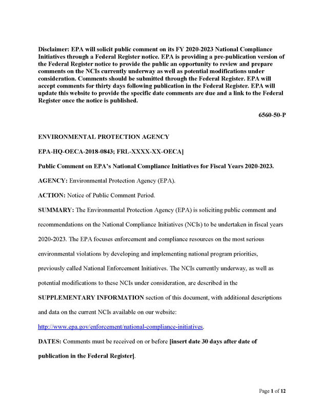 EPA Proposes to Discontinue NSR Enforcement Initiative