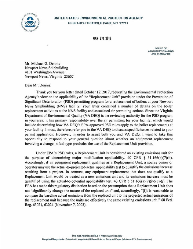 EPA Refines "Replacement Unit" Concepts