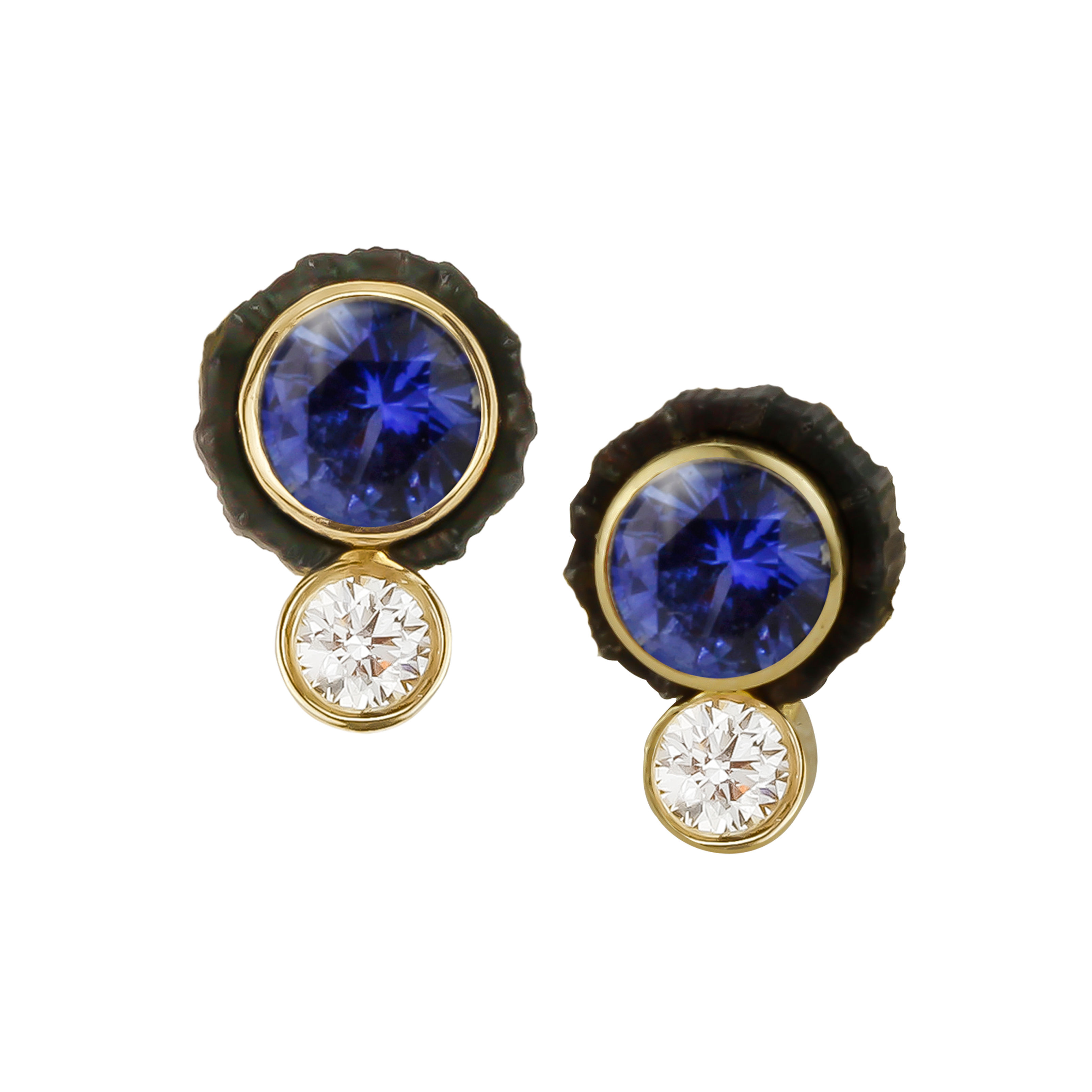 Chroma Two Stone Sapphire and Diamond Stud Earring