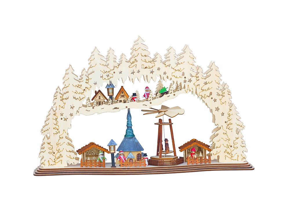 Lichterbogen Schwibbogen LED XXL mit drehender Pyramide 58cm