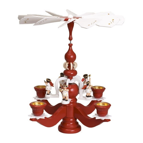 Pyramide Leuchterpyramide rot weiß Engel 45cm