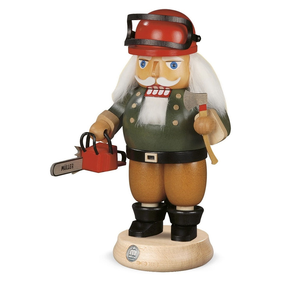 Nussknacker Waldarbeiter mit Motorsäge Müller 23cm