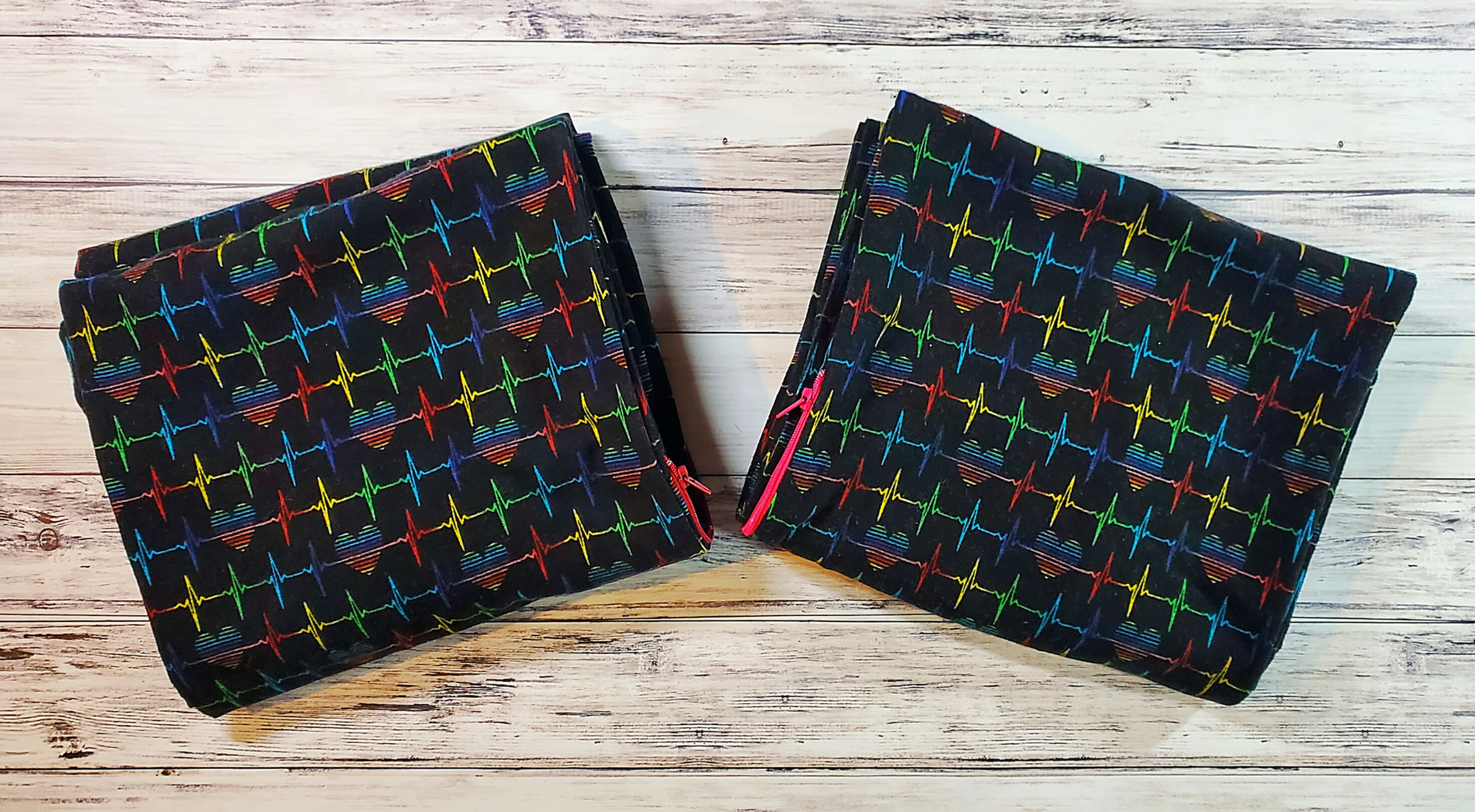 Pride Rainbow Heart Hidden Pocket Flannel Infinity Scarf