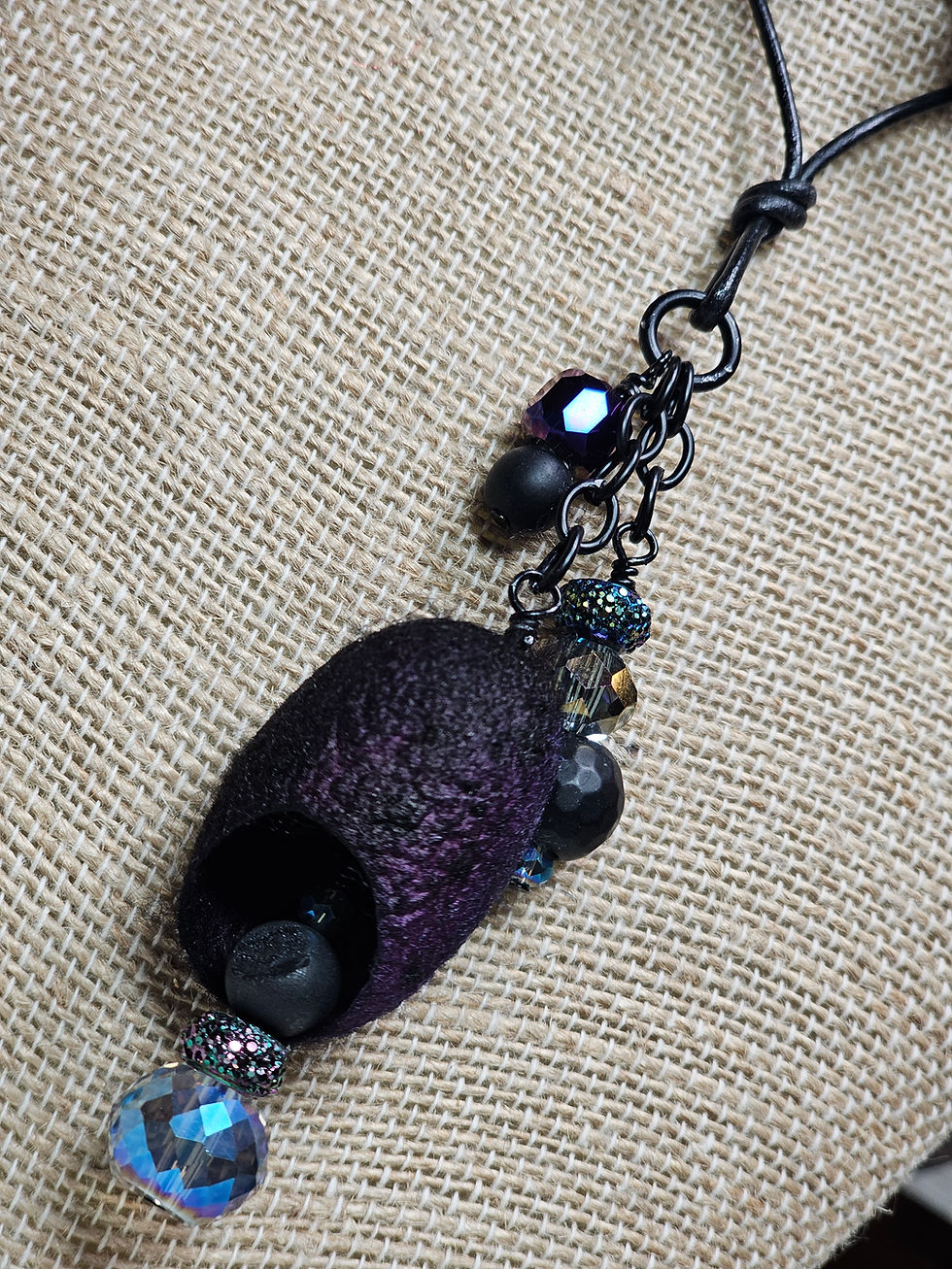 Thumbnail: Noir Violet Silk Cocoon Necklace and Earring set