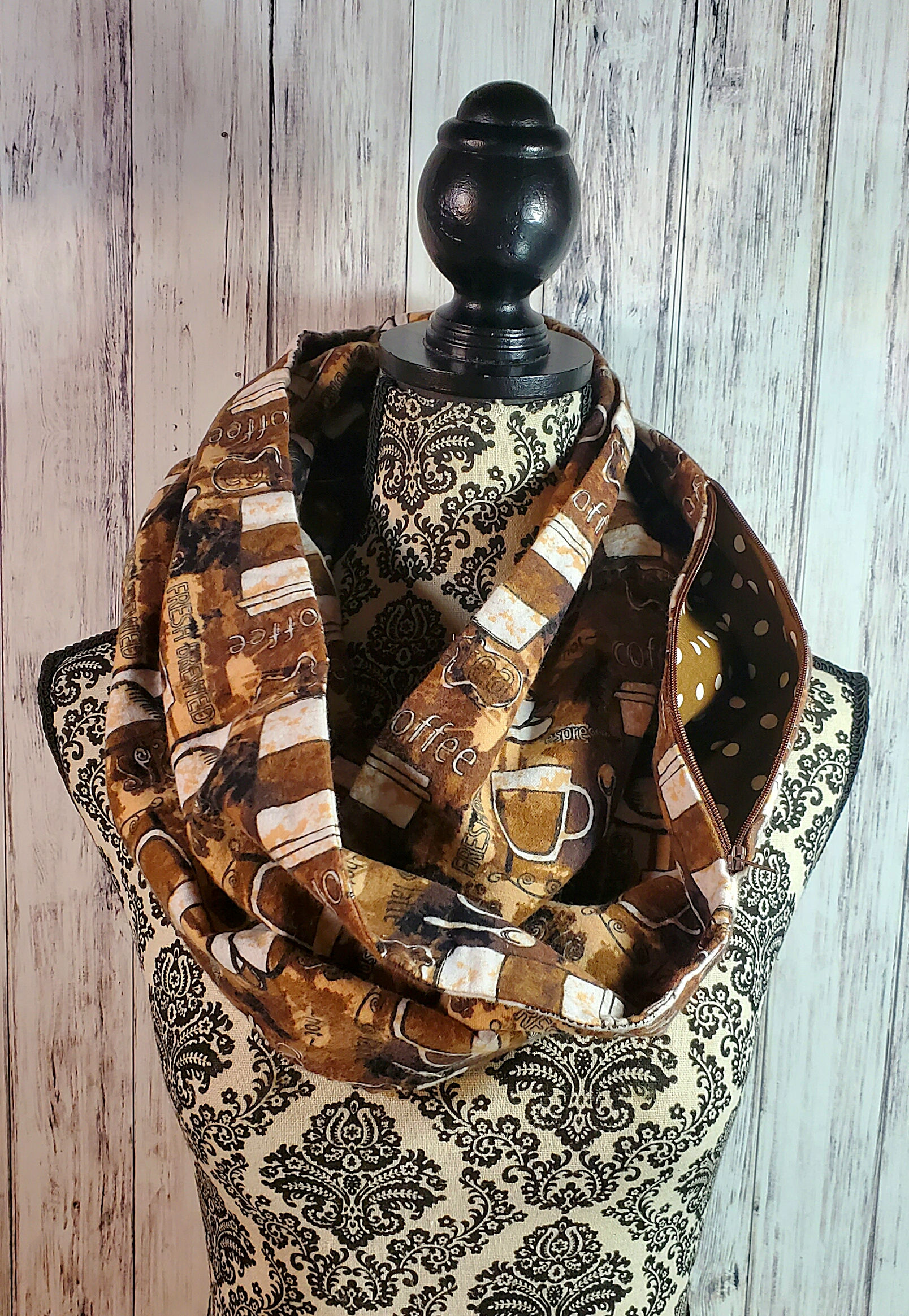 Hidden Pocket Infinity Scarf-Brown Coffee
