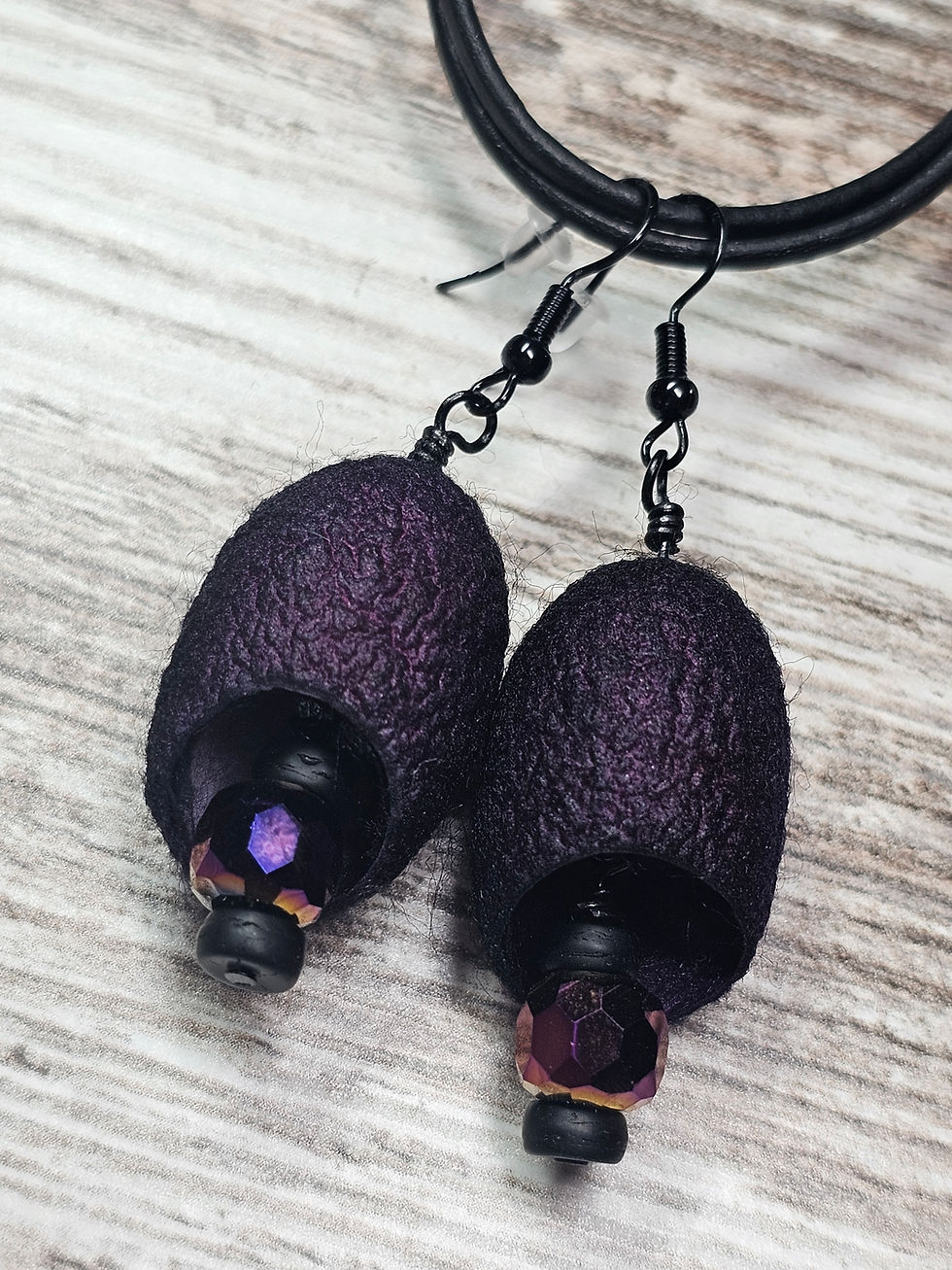 Thumbnail: Noir Violet Silk Cocoon Necklace and Earring set