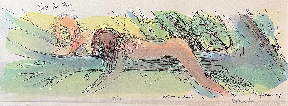 A print by Thom Kapheim titled "Out on a Limb"