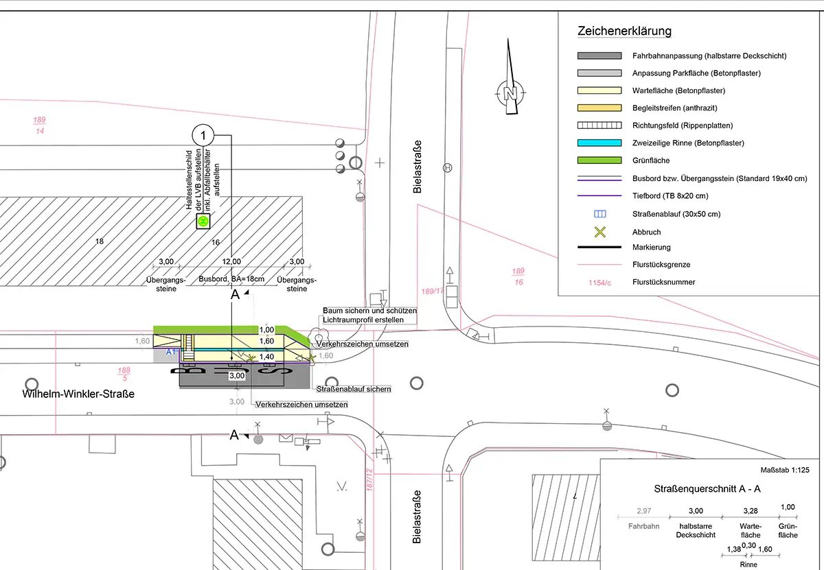 Planungsskizze Haltestellenausbau (Quelle: Vorlage Stadt Leipzig)
