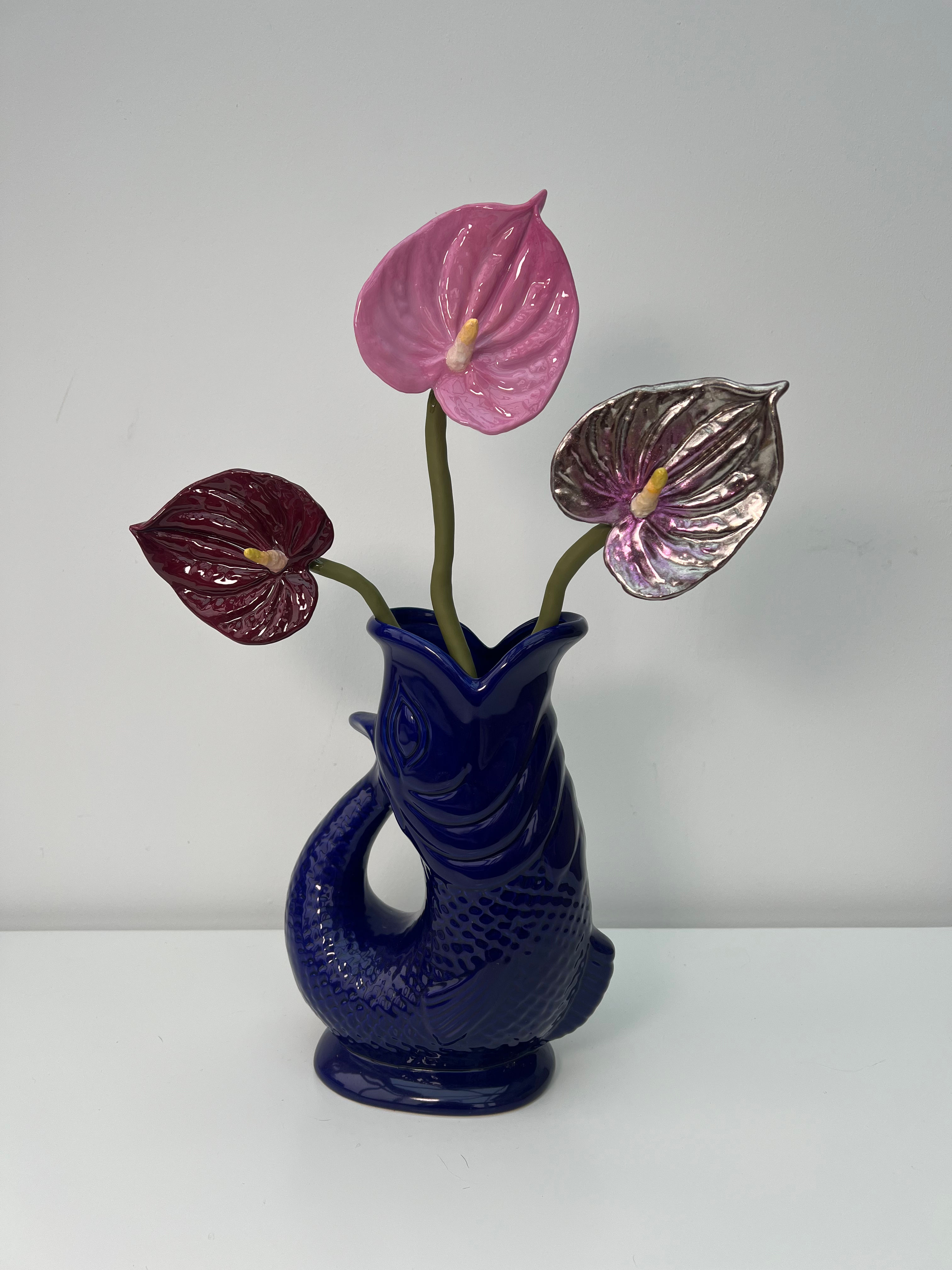 Merlot and Chrome Anthurium set of 3