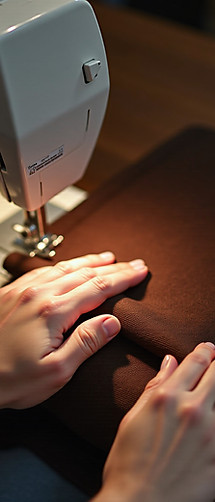 Bild der Manufaktur, in der Arbeit mit Nähmaschine und Stoff