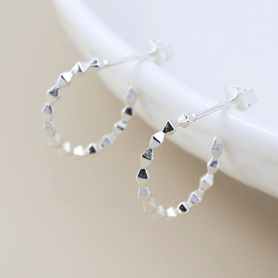 Sterling Silver Geometric Hoop Earrings