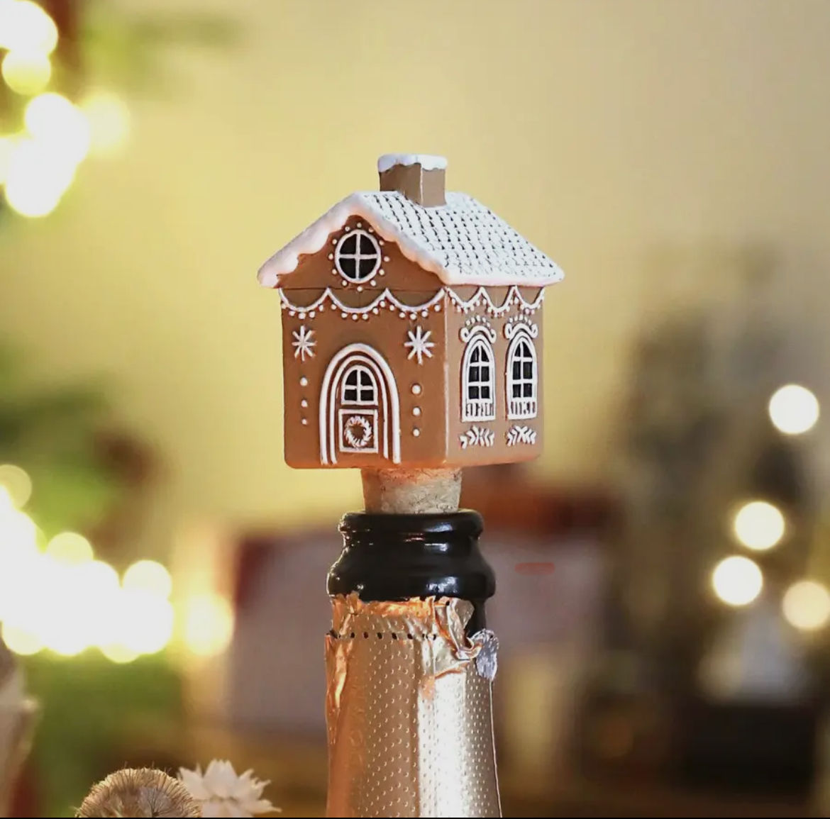 Gingerbread House Bottle Stopper