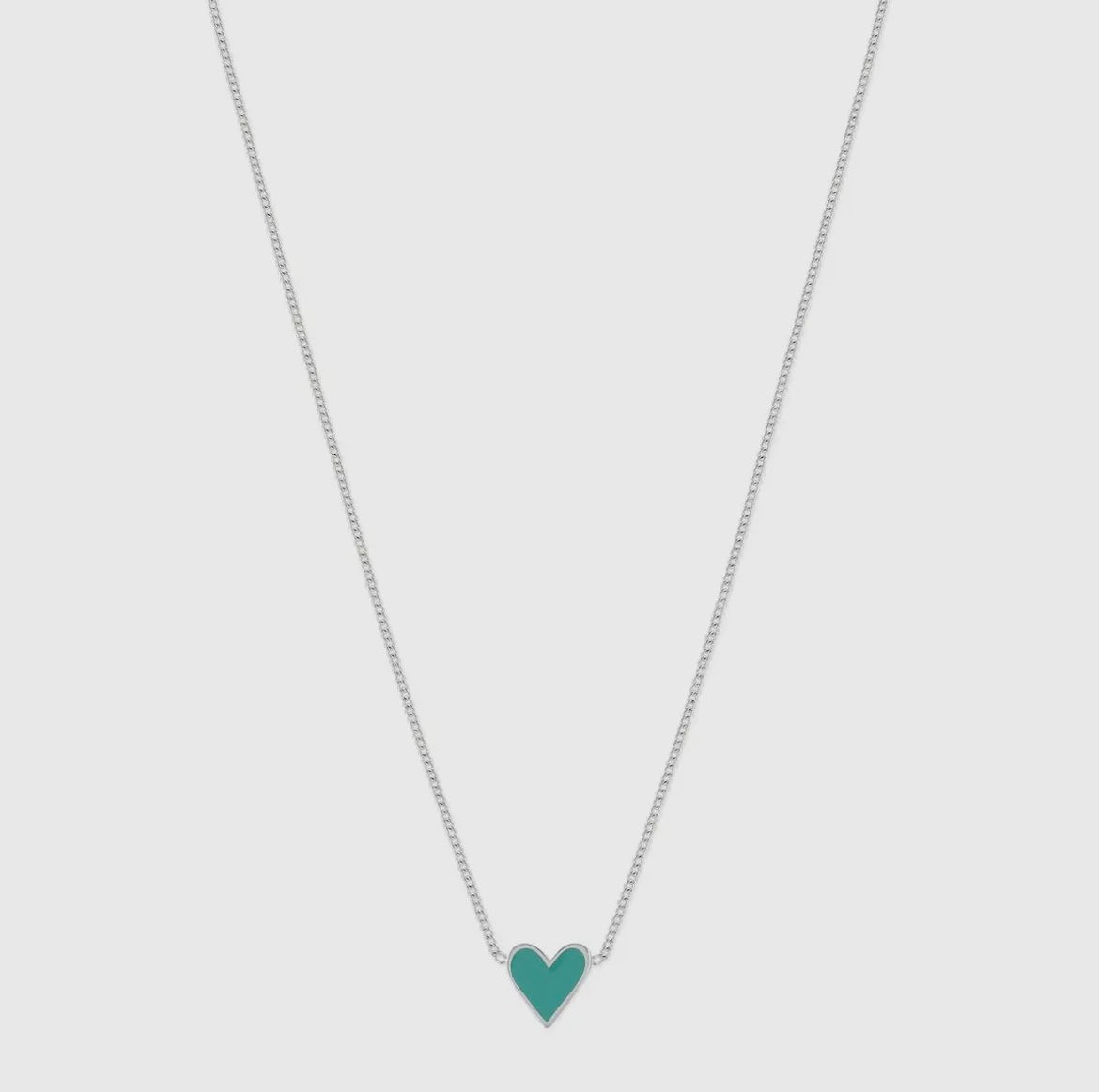 Heart Necklace with Sea Green Enamel