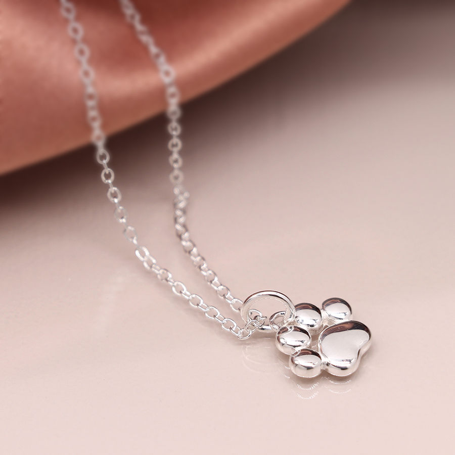 Thumbnail: Sterling Silver Paw Print Necklace