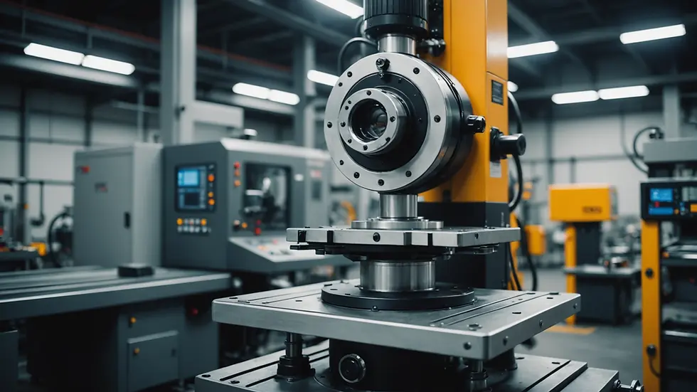 Eye-level view of a calibrated industrial machine ready for production