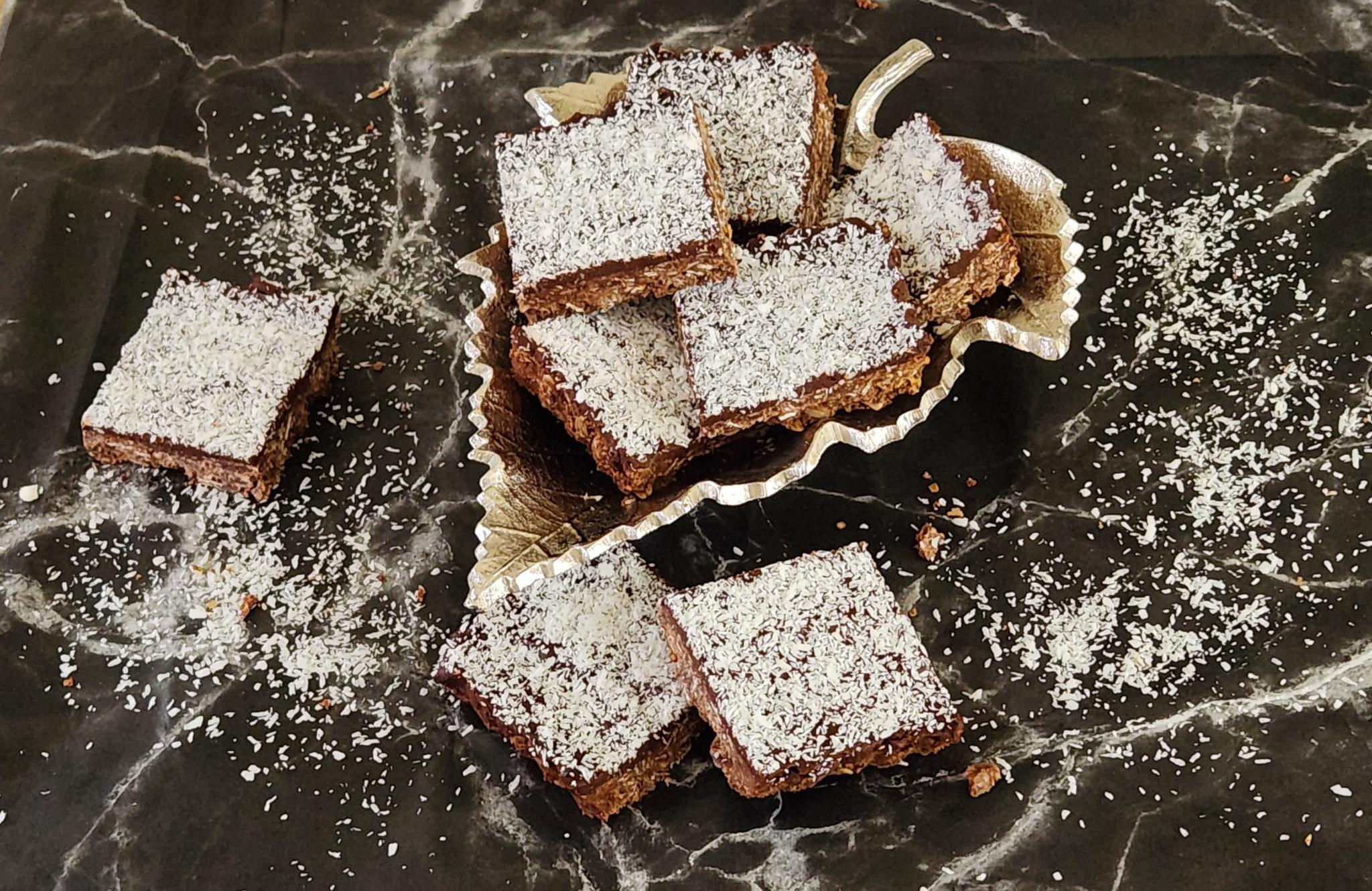 Dark Choc Coconut Slice