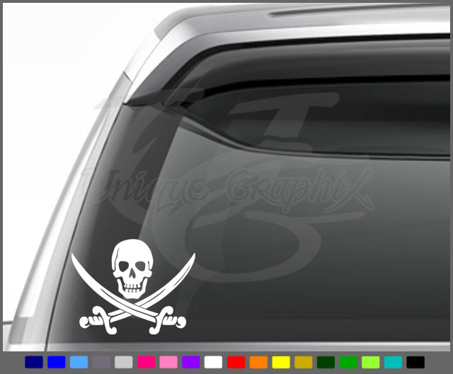 Jolly Roger Skull Decal Macbook Laptop Window Sticker