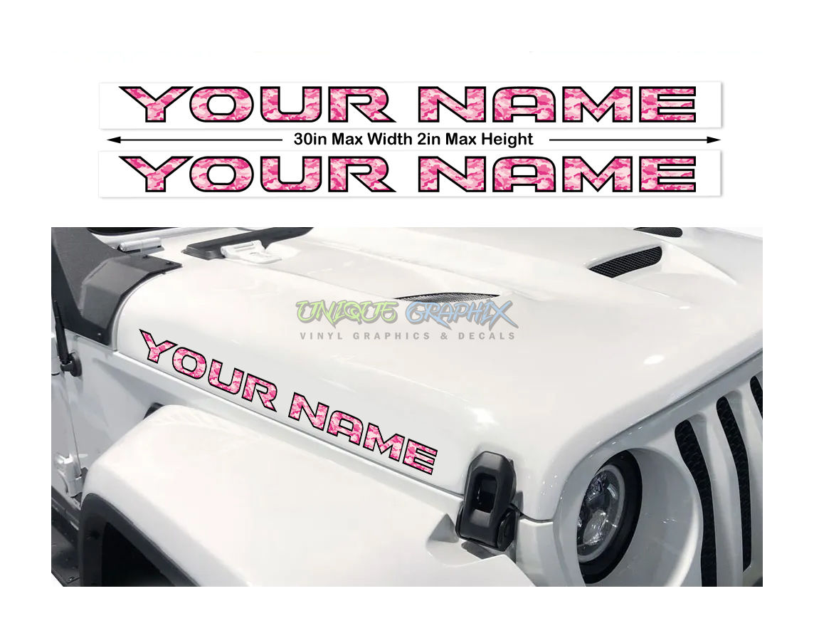 Pink Camo Hood Decals 1 Pair 30in Compatible with all Jeep Wranglers