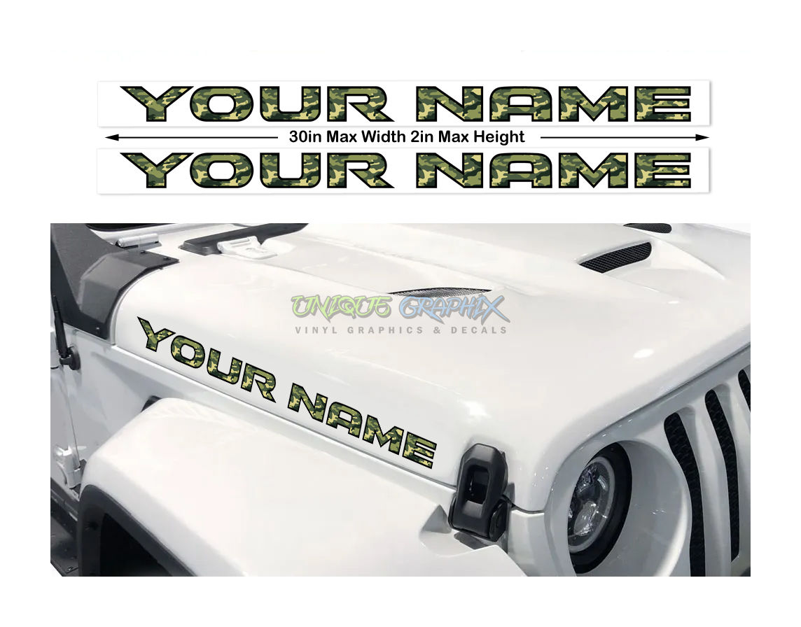 Green Camo Hood Decals 1 Pair 30in Compatible with all Jeep Wranglers