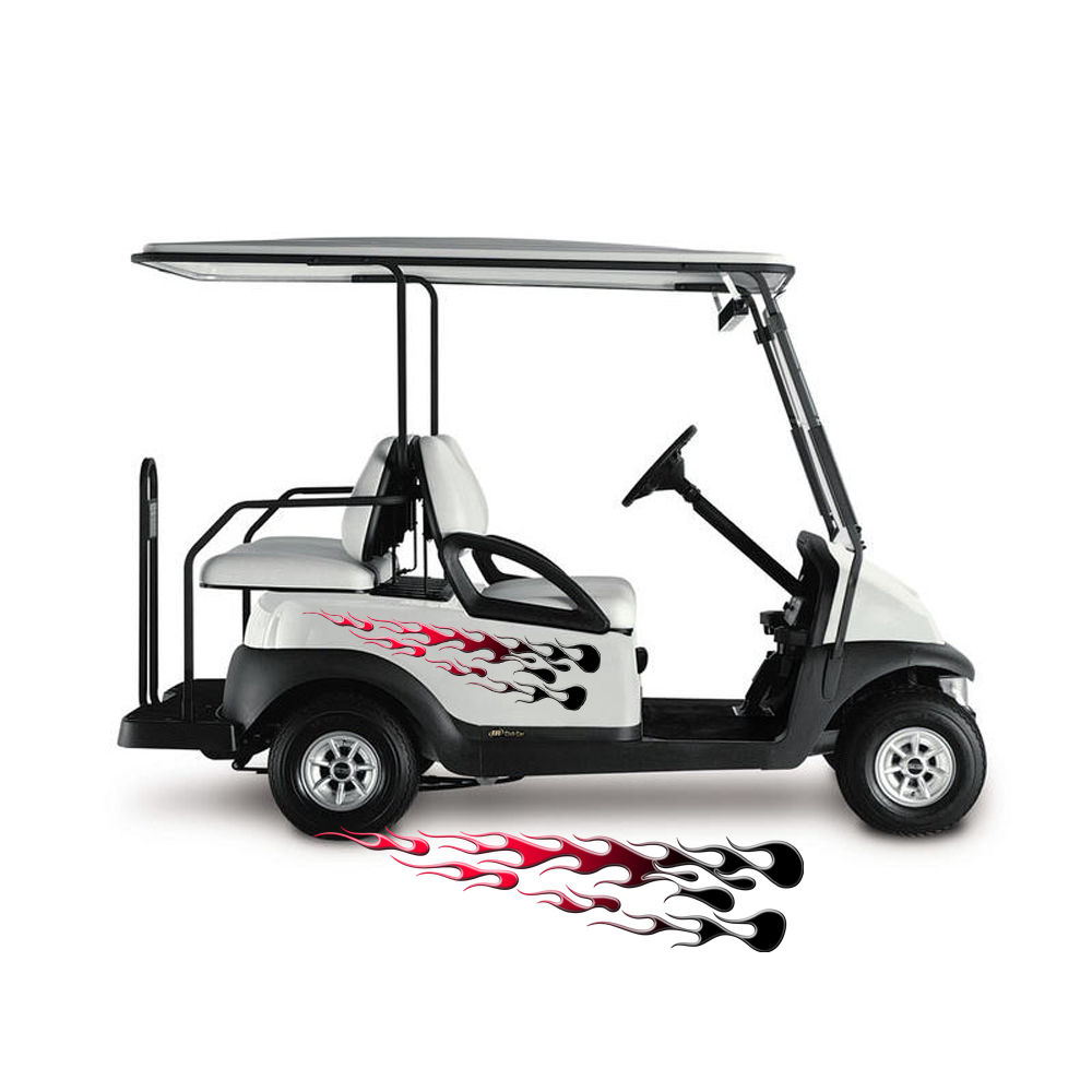 Golf Cart Decals Side Graphics 1 pair 2 color Flames UGX1234