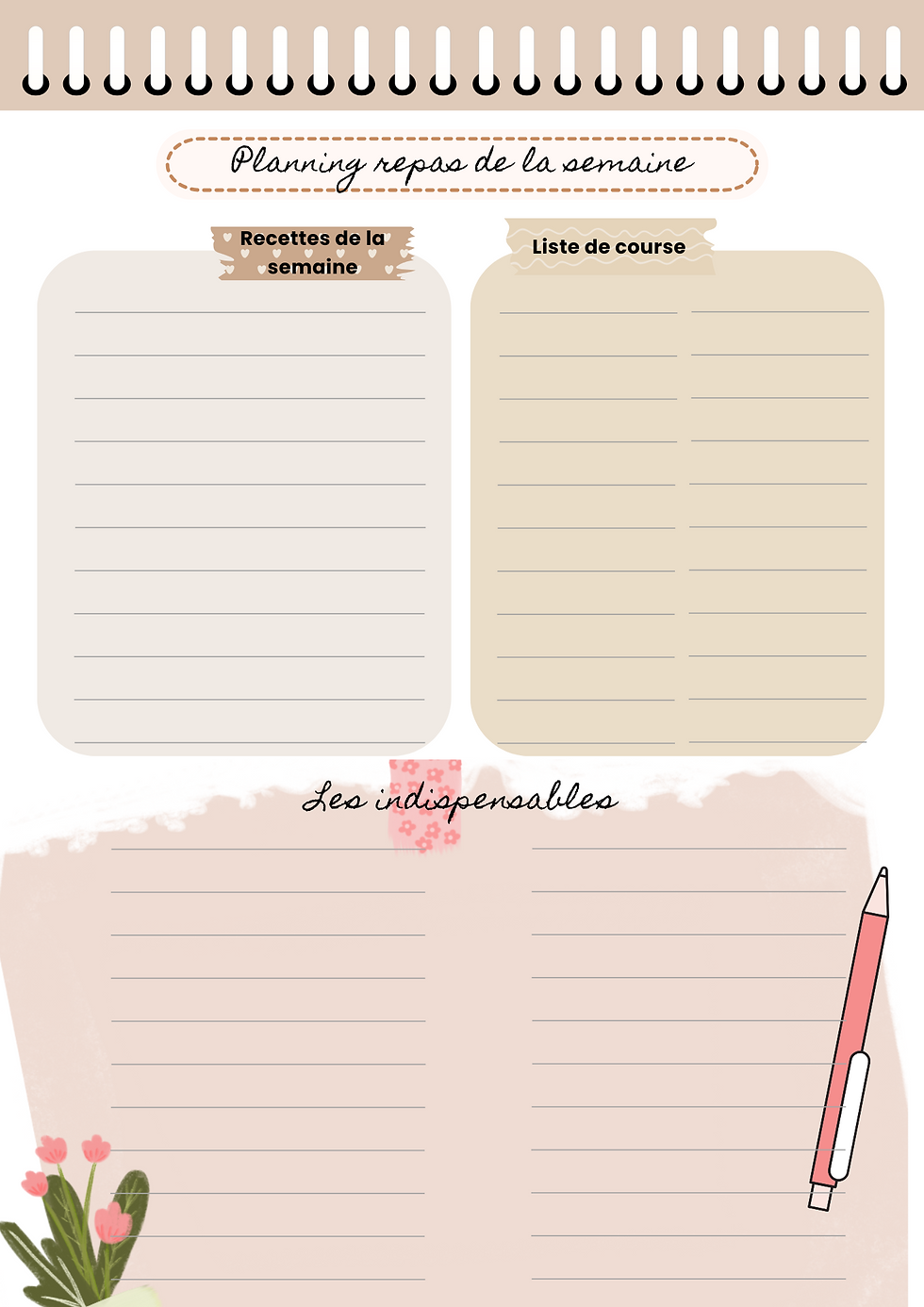 Planning repas de la semaine