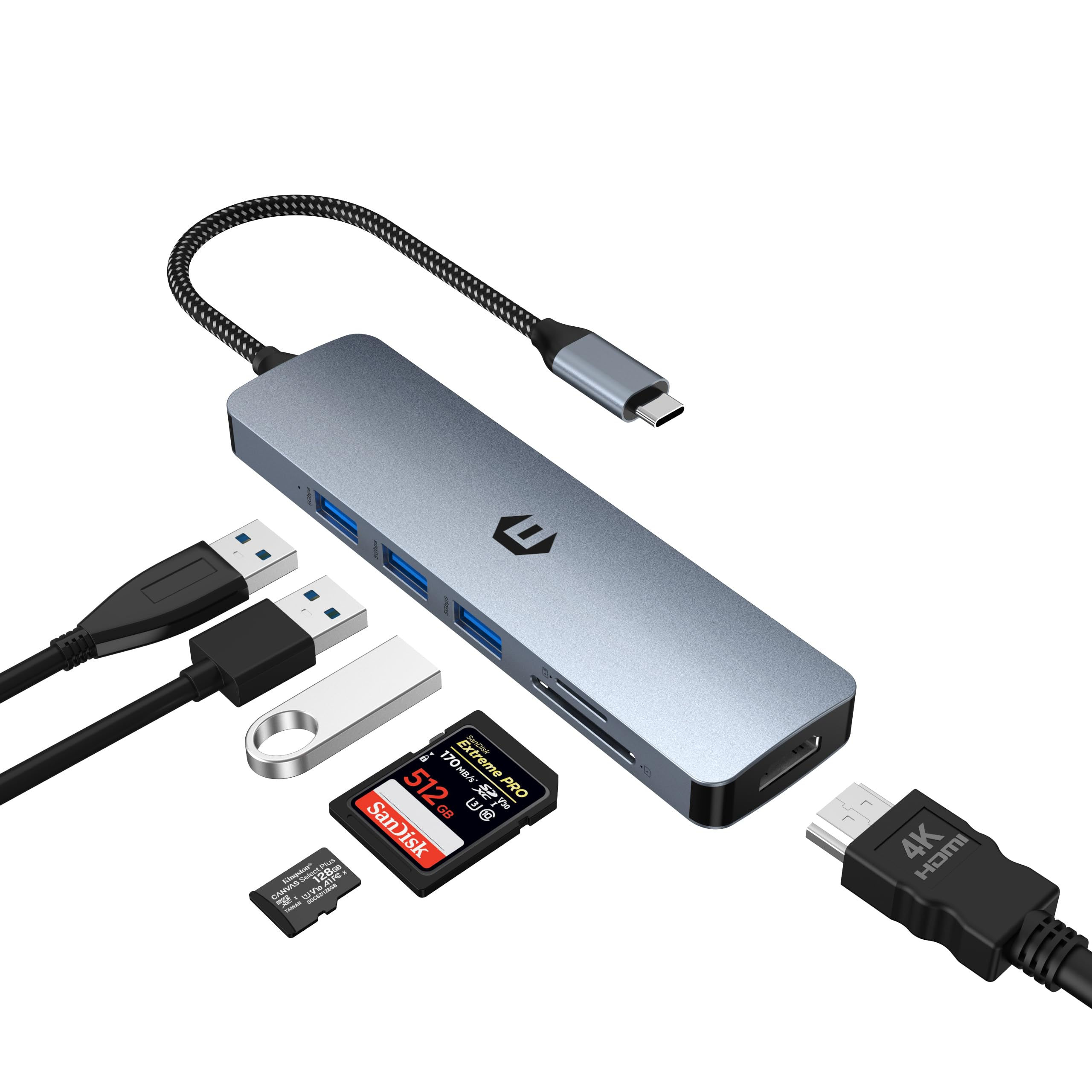 Tymyp 6-in-1 USB C Multiport Adapter with 4K HDMI
