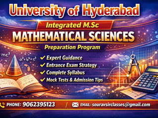 University of Hyderabad Integrated M.Sc Mathematical Sciences Preparation Program – Expert Guidance, Entrance Exam Strategy, Complete Syllabus, Mock Tests & Admission Success