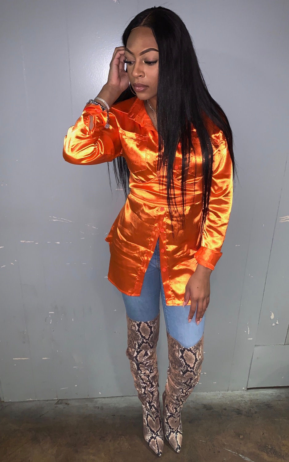 Thumbnail: The Satin & Orange Corset Top