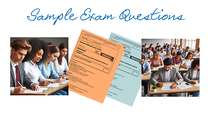 Sample Exam Questions. Students taking an exam.