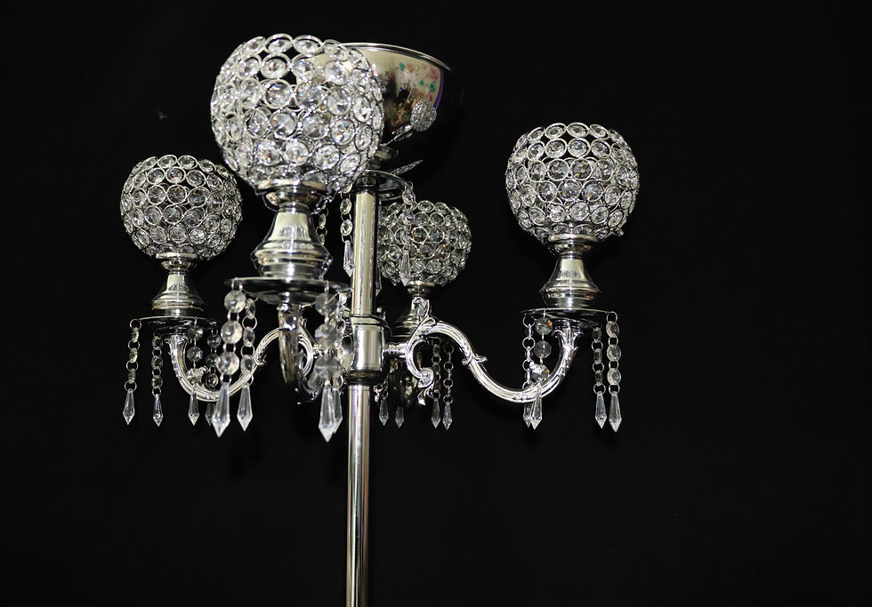 Thumbnail: 36" Silver Chandelier w/Tray on top