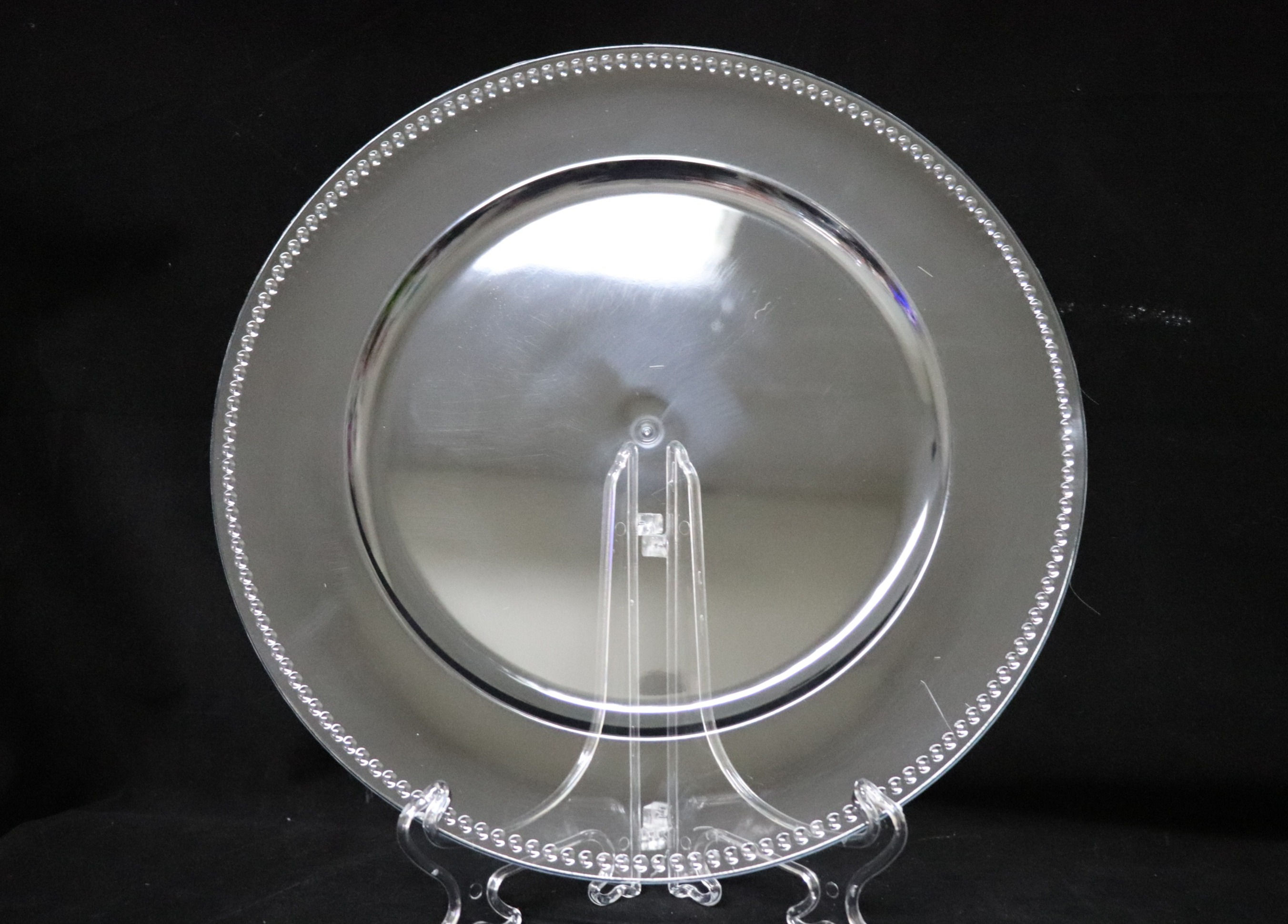 Clear Plastic Dotted charger plate 13"