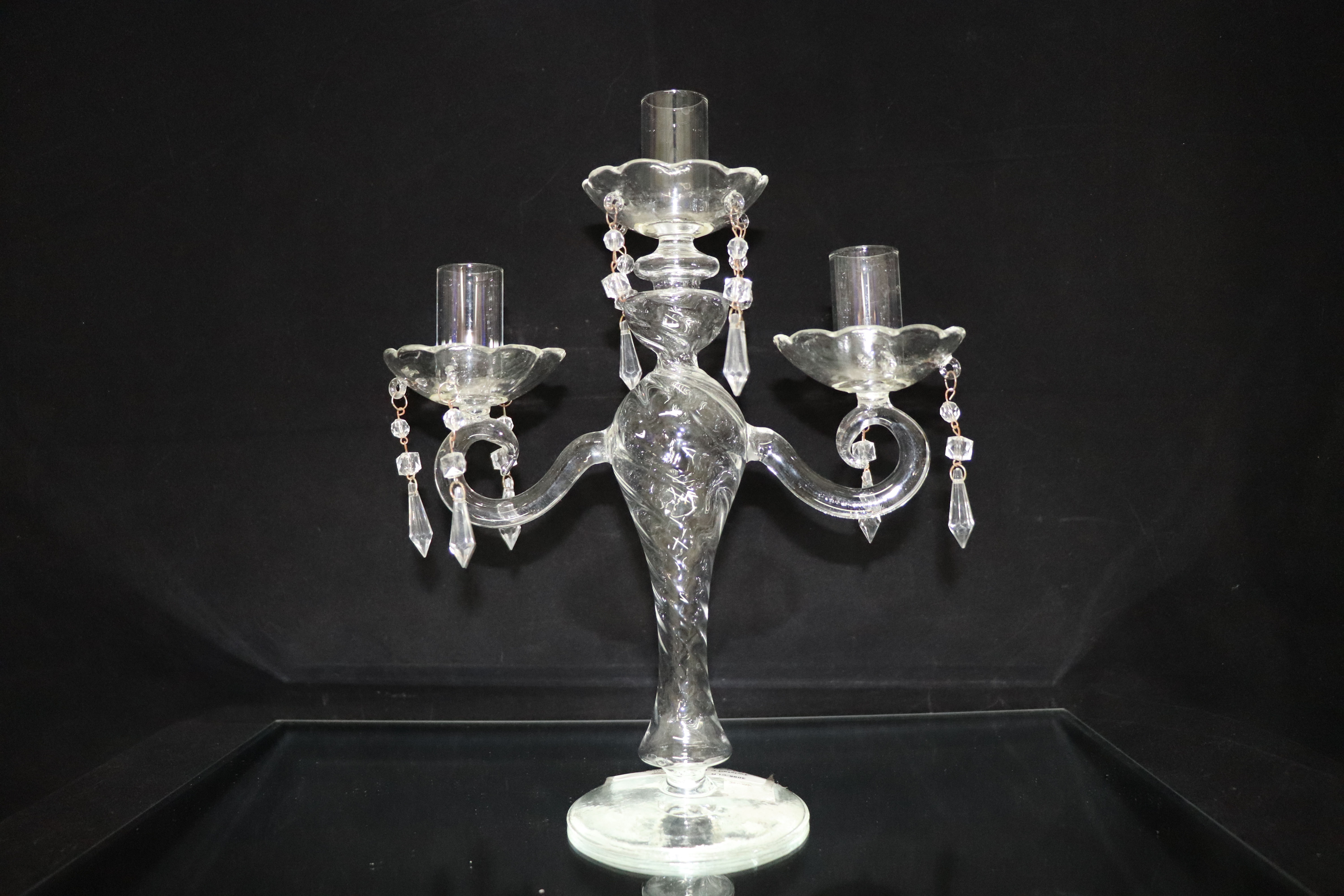 Glass Twisted Taper Candle Holder