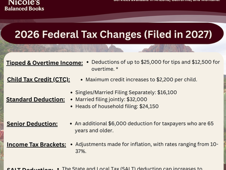 2026 Federal Tax Changes (Filed in 2027)