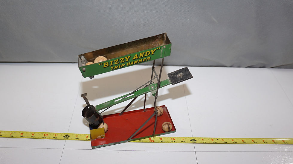 Thumbnail: Bizzy Andy Trip Hammer Tin Toy Ca 1920s By Wolverine