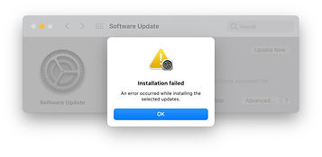 Mac: error occured while installing update