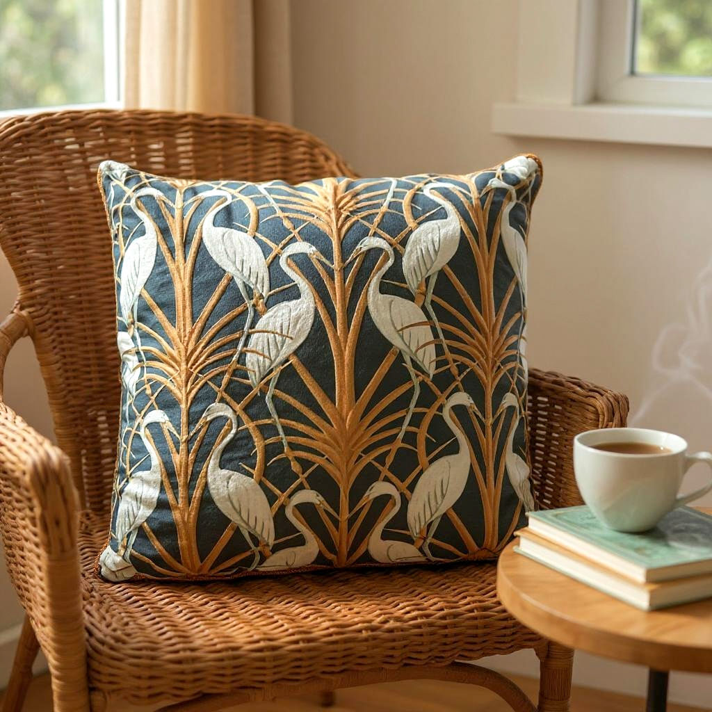 Nouveau Heron by The Chateau Cushion